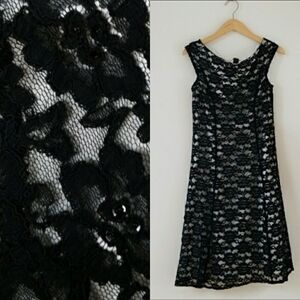 Delaru Black Lace scater cap sleeves Dress Size 6
